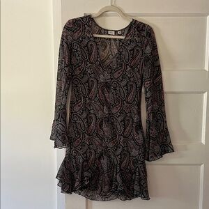 Wilfred Black and Pink Paisley Long Sleeve Dress